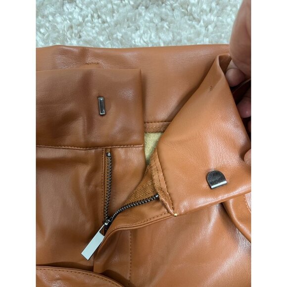 Tart Collections KIMIKO PANT mocha faux leather 90s cropped size S - Picture 8 of 9